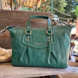 Authentic Coach Ashley Leather Satchel - Emerald Green